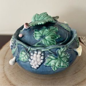 Elegant blue covered dish